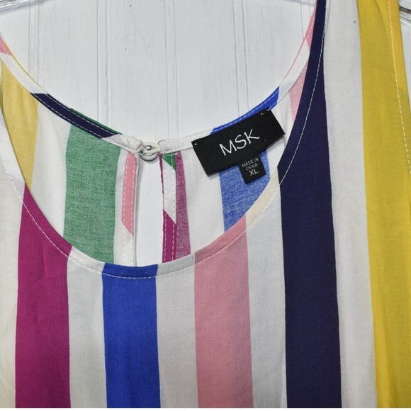 MSK Striped Maxi Dress Sleeveless Casual Summer Colorful Size XS - Picture 2 of 2